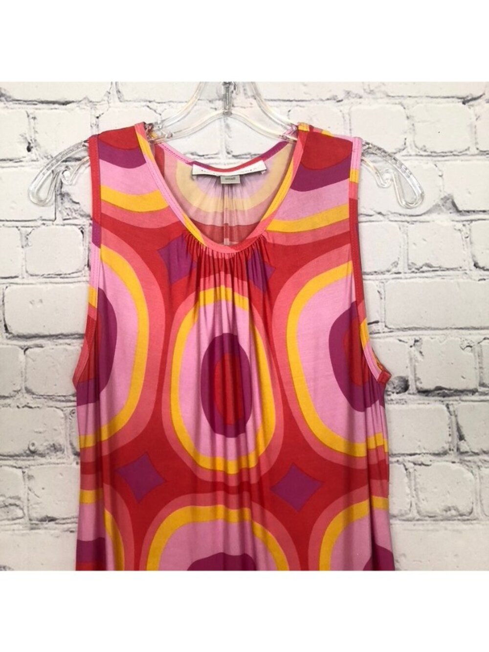 Lesley Evers Sleeveless Dress Size S 60's Mod Retro Groovy Colorful - Picture 2 of 6